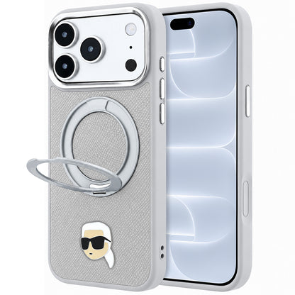 MagSafe Case for Apple iPhone 18 Pro / 17 Pro, Karl Lagerfeld, Ring Stand 360 Karl Pin, Gray