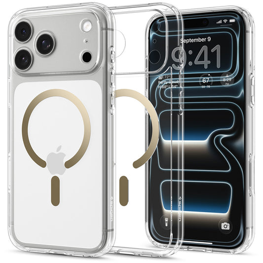 MagSafe ovitek za Apple iPhone 18 Pro / 17 Pro, Spigen, Ultra Hybrid, zlato prozoren ACS12157