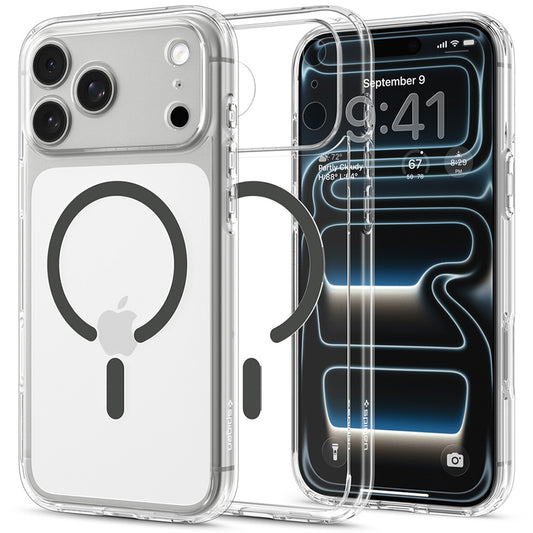 Ovitek MagSafe za Apple iPhone 18 Pro / 17 Pro, Spigen, Ultra Hybrid, Siva prosojna ACS12156
