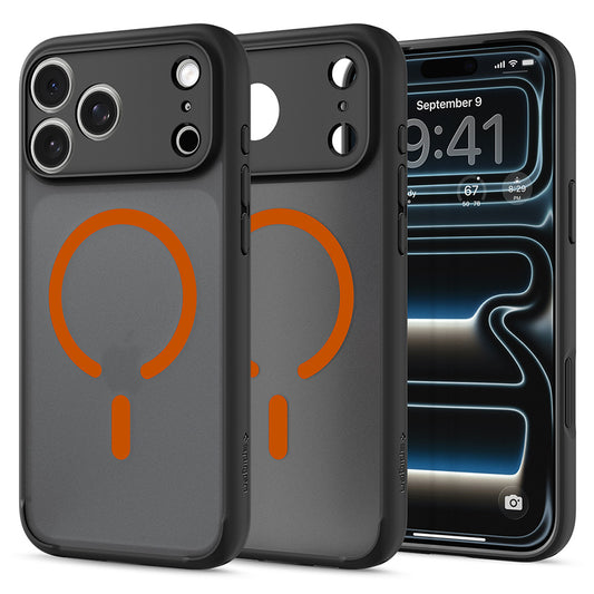 MagSafe ovitek za Apple iPhone 18 Pro / 17 Pro, Spigen, Ultra Hybrid, črno oranžna mat ACS12162