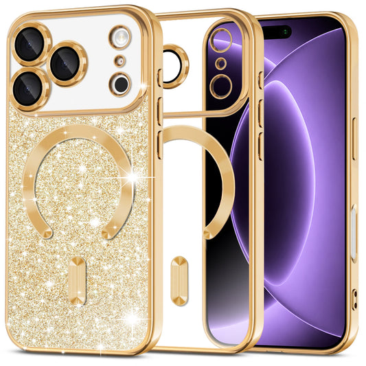 MagSafe ovitek za Apple iPhone 18 Pro / 17 Pro, Techsuit, Luxury Glitter, Zlata