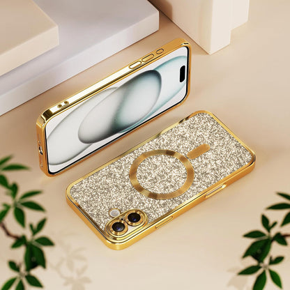 MagSafe Case for Apple iPhone 18 Pro / 17 Pro, Techsuit, Luxury Glitter, Gold