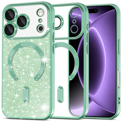 MagSafe ovitek za Apple iPhone 18 Pro / 17 Pro, Techsuit, Luxury Glitter, Svetlo zelena