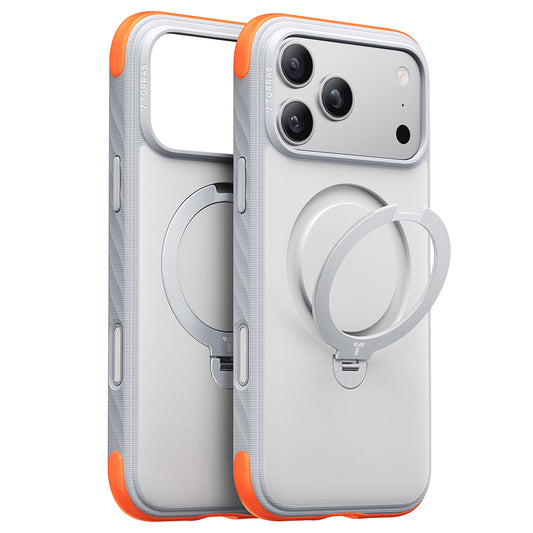 MagSafe ovitek za Apple iPhone 18 Pro / 17 Pro, Torras, Ostand Q3 Rugged, bel