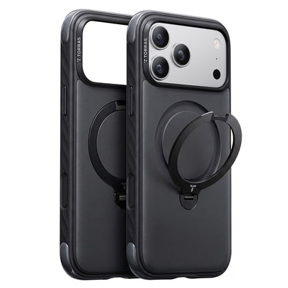 MagSafe ovitek za Apple iPhone 18 Pro / 17 Pro, Torras, Ostand Q3 Rugged, Črn