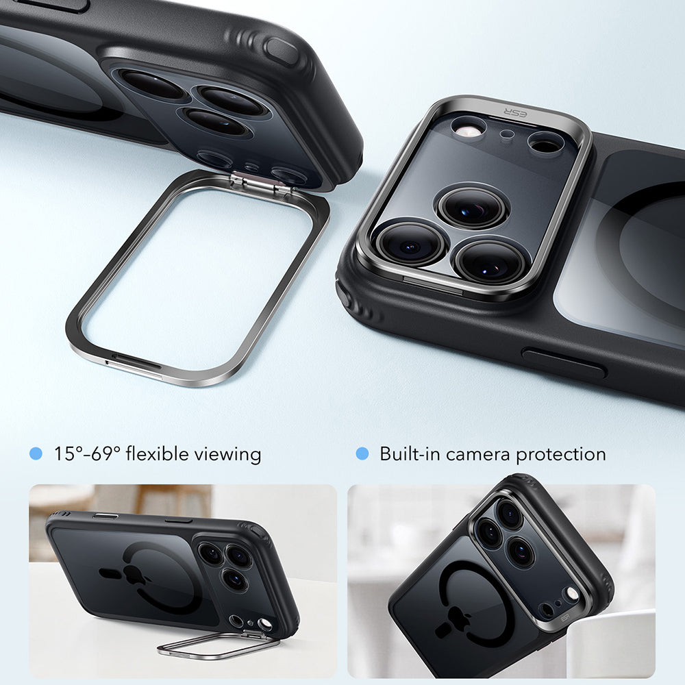 MagSafe ovitek za Apple iPhone 18 Pro Max / 17 Pro Max, ESR, Classic Hybrid Kickstand, Črno prozoren