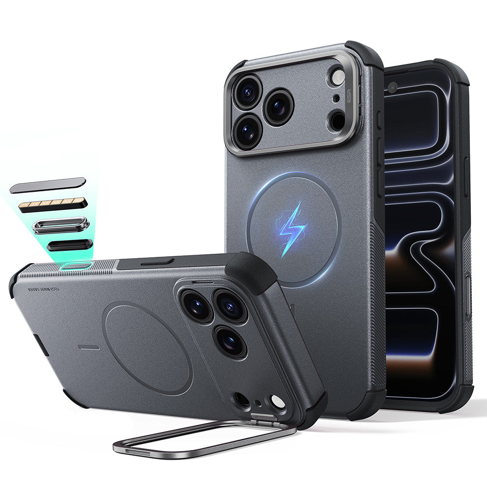 MagSafe ovitek za Apple iPhone 18 Pro Max / 17 Pro Max, ESR, Cyber Armor Kickstand, Siva