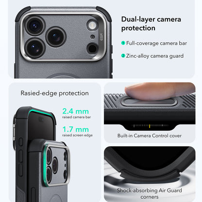MagSafe ovitek za Apple iPhone 18 Pro Max / 17 Pro Max, ESR, Cyber Armor Kickstand, Siva
