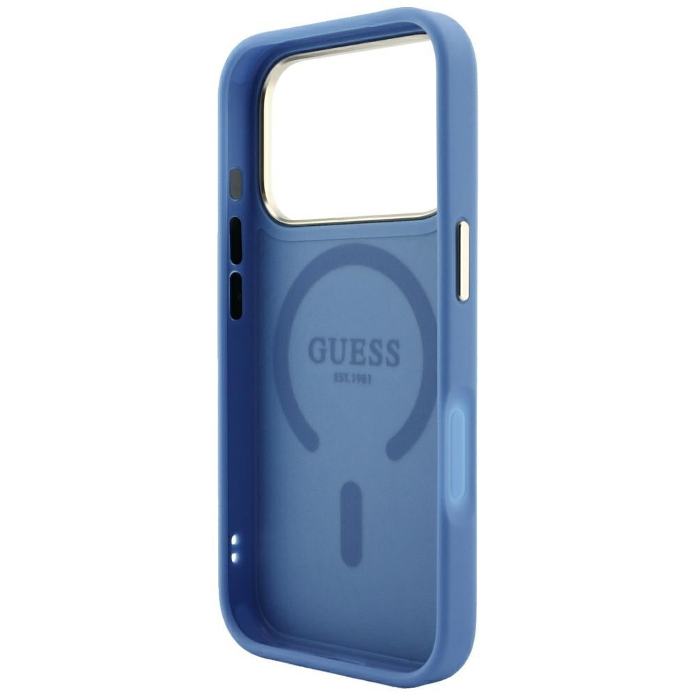 MagSafe ovitek za Apple iPhone 18 Pro Max / 17 Pro Max, Guess, 4G Relief Classic, Modra