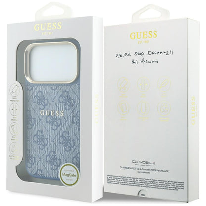 MagSafe ovitek za Apple iPhone 18 Pro Max / 17 Pro Max, Guess, 4G Relief Classic, Modra