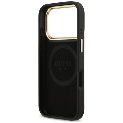 MagSafe ovitek za Apple iPhone 18 Pro Max / 17 Pro Max, Guess, 4G Logo Plate, črn