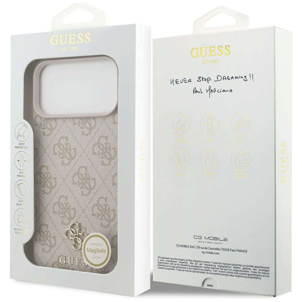Ovitek MagSafe za Apple iPhone 18 Pro Max / 17 Pro Max, Guess, 4G Small and Classic, Roza