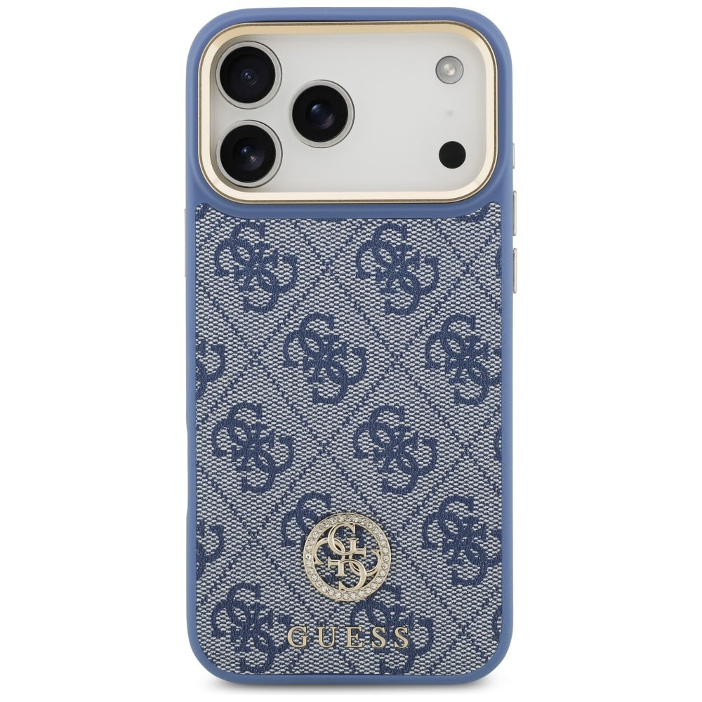 MagSafe ovitek za Apple iPhone 18 Pro Max / 17 Pro Max, Guess, 4G Strass Logo, moder
