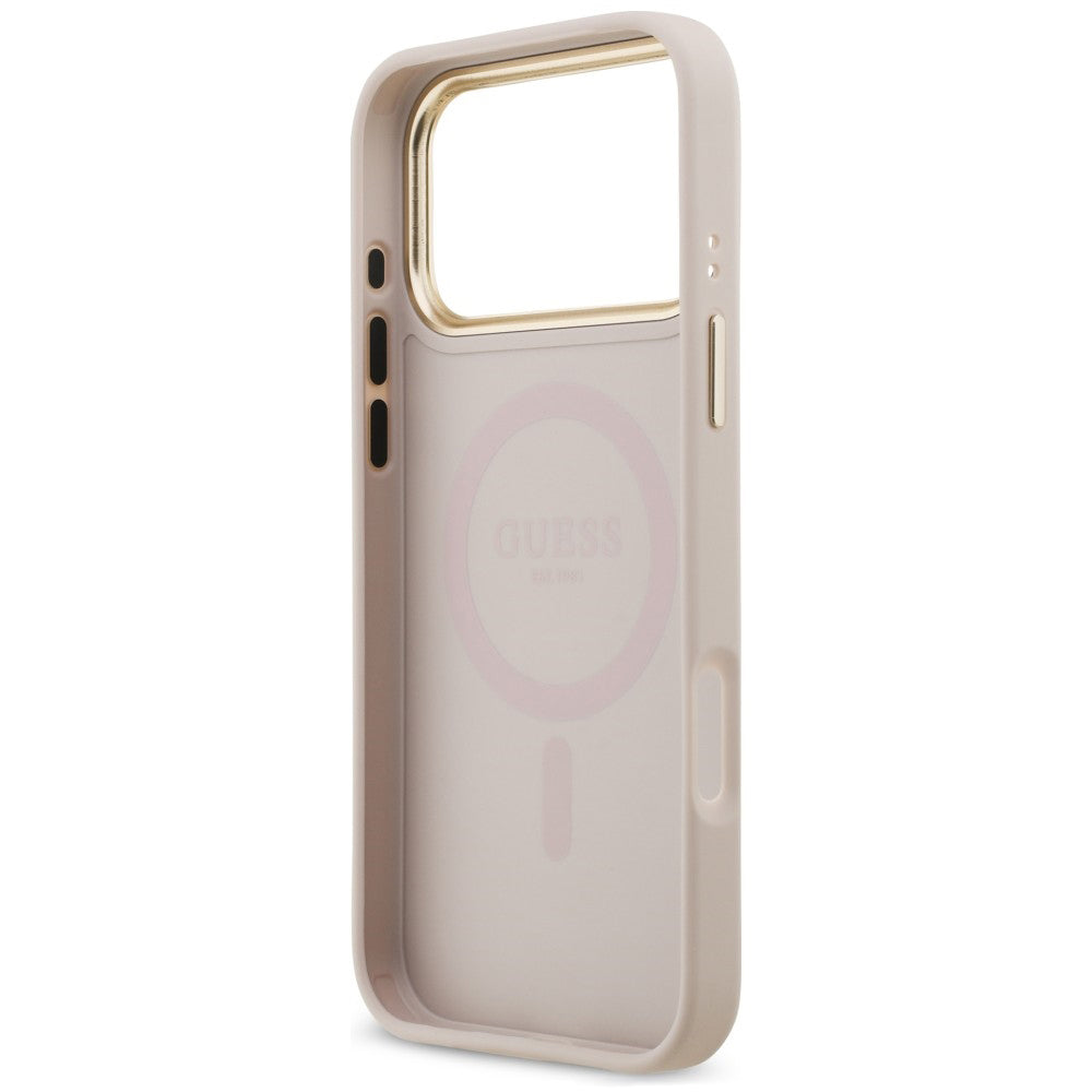 MagSafe ovitek za Apple iPhone 18 Pro Max / 17 Pro Max, Guess, 4G Strass Logo, roza