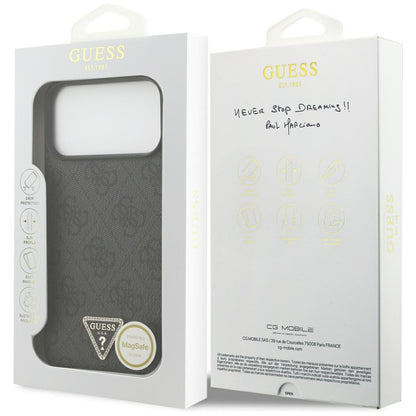 MagSafe ovitek za Apple iPhone 18 Pro Max / 17 Pro Max, Guess, 4G Triangle Strass, Črn