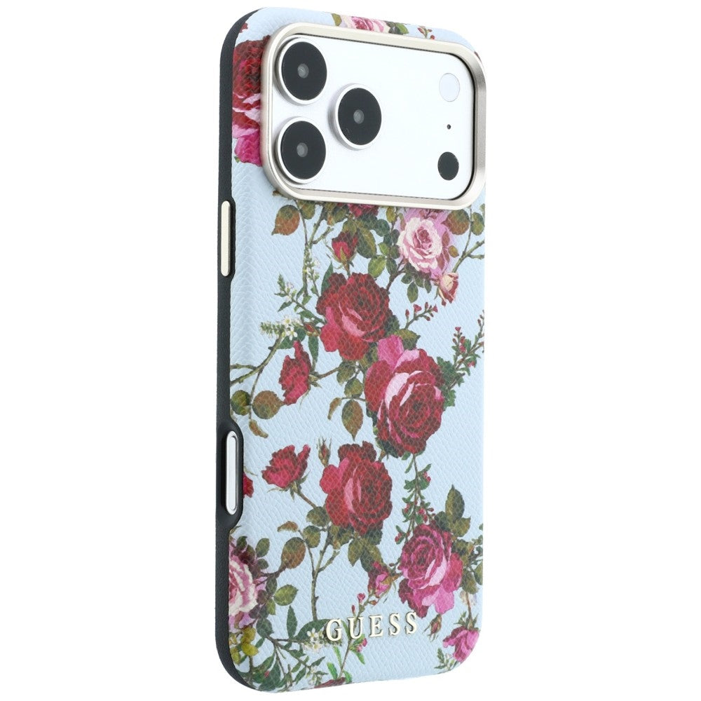 MagSafe ovitek za Apple iPhone 18 Pro Max / 17 Pro Max, Guess, Blossom Roses Print, modra