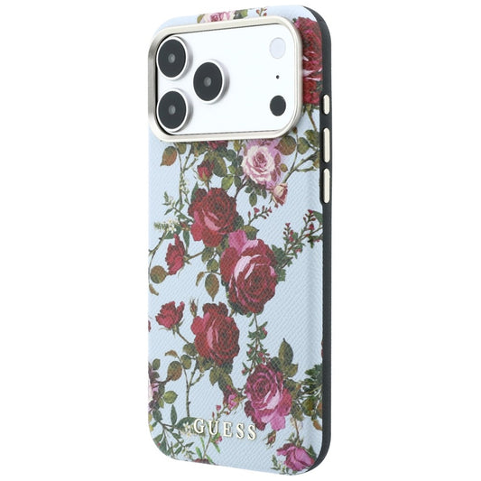 MagSafe ovitek za Apple iPhone 18 Pro Max / 17 Pro Max, Guess, Blossom Roses Print, modra