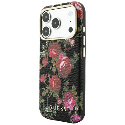 MagSafe Case for Apple iPhone 18 Pro Max / 17 Pro Max, Guess, Blossom Roses Print, Black