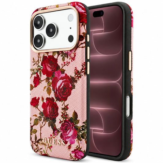 MagSafe ovitek za Apple iPhone 18 Pro Max / 17 Pro Max, Guess, Blossom Roses Print, rožnat