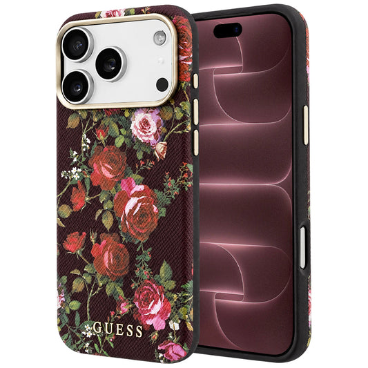 MagSafe ovitek za Apple iPhone 18 Pro Max / 17 Pro Max, Guess, Blossom Roses Print, bordo
