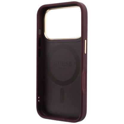 Ovitek MagSafe za Apple iPhone 18 Pro Max / 17 Pro Max, Guess, Grained Ring Stand 360 Classic, Vijolično rdeča