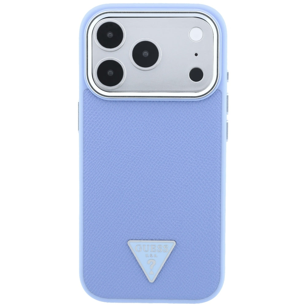 MagSafe Case for Apple iPhone 18 Pro Max / 17 Pro Max, Guess, Grained Triangle Logo, Blue