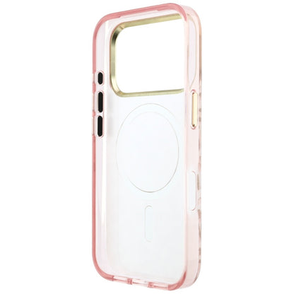 Ovitek MagSafe za Apple iPhone 18 Pro Max / 17 Pro Max, Guess, Leopard Glitter Triangle Logo, Roza