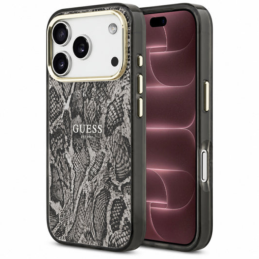 MagSafe ovitek za Apple iPhone 18 Pro Max / 17 Pro Max, Guess, Python Pattern, črn