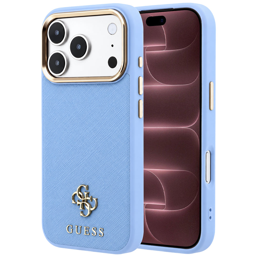 MagSafe ovitek za Apple iPhone 18 Pro Max / 17 Pro Max, Guess, Saffiano Small 4G Classic, Bleu