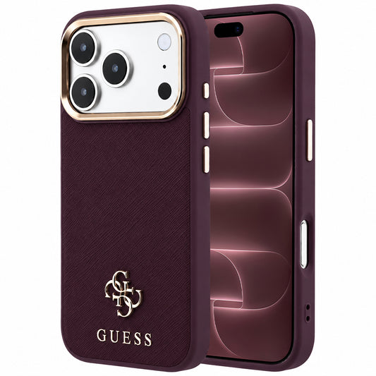 MagSafe ovitek za Apple iPhone 18 Pro Max / 17 Pro Max, Guess, Saffiano Small 4G Classic, Vijoličen