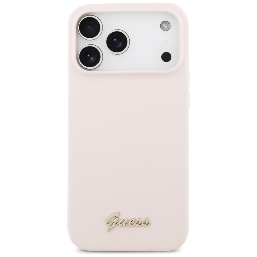 MagSafe Case for Apple iPhone 18 Pro Max / 17 Pro Max, Guess, Script Metal Logo, Pink