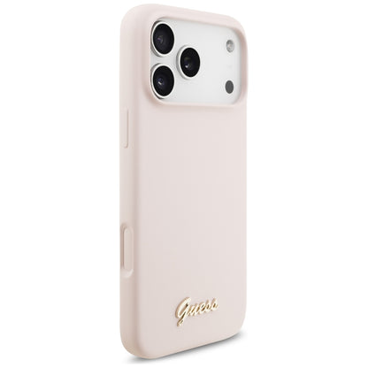 MagSafe Case for Apple iPhone 18 Pro Max / 17 Pro Max, Guess, Script Metal Logo, Pink