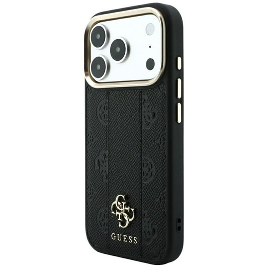 MagSafe ovitek za Apple iPhone 18 Pro Max / 17 Pro Max, Guess, Stripe Peony 4G, Črn