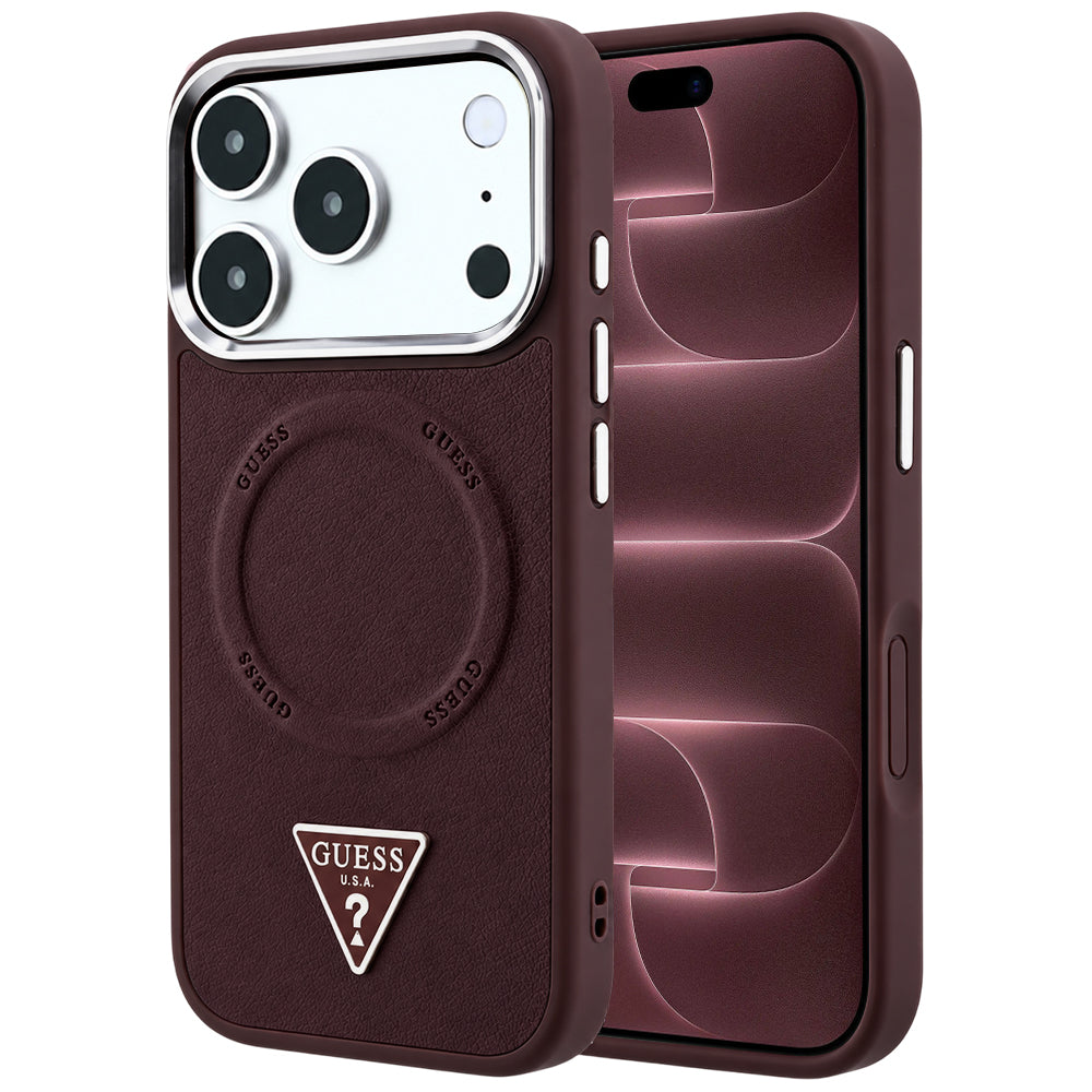 MagSafe ovitek za Apple iPhone 18 Pro Max / 17 Pro Max, Guess, Triangle Logo, bordo