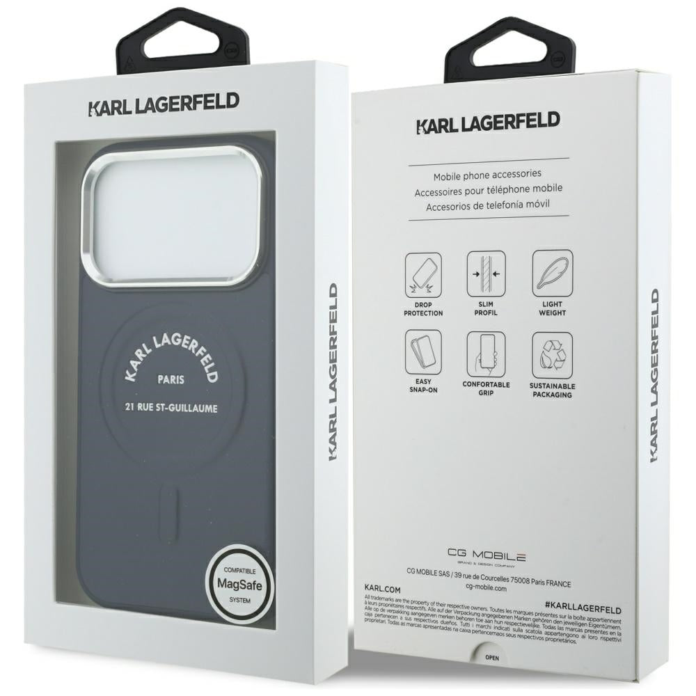 MagSafe ovitek za Apple iPhone 18 Pro Max / 17 Pro Max, Karl Lagerfeld, Embossed Open Ring RSG Logo, moderna