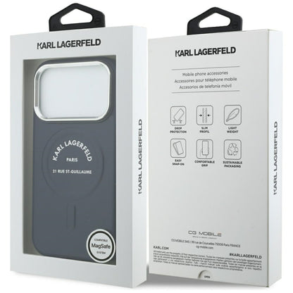 MagSafe ovitek za Apple iPhone 18 Pro Max / 17 Pro Max, Karl Lagerfeld, Embossed Open Ring RSG Logo, moderna