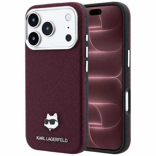 MagSafe ovitek za Apple iPhone 18 Pro Max / 17 Pro Max, Karl Lagerfeld, zrnata glava Choupette, bordo