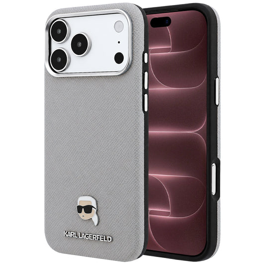 MagSafe ovitek za Apple iPhone 18 Pro Max / 17 Pro Max, Karl Lagerfeld, zrnata kovina Karl Head, siva
