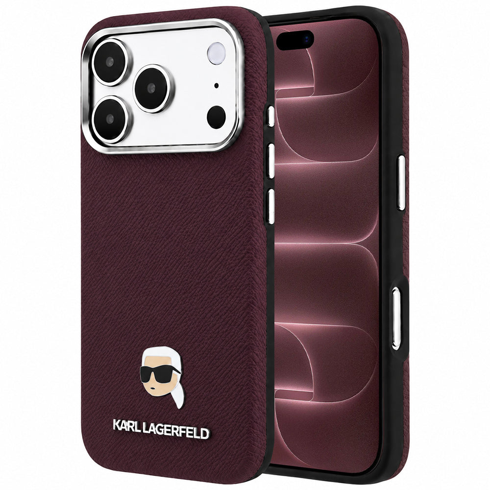MagSafe ovitek za Apple iPhone 18 Pro Max / 17 Pro Max, Karl Lagerfeld, zrnata kovina Karl Head, bordo