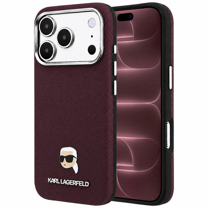 MagSafe ovitek za Apple iPhone 18 Pro Max / 17 Pro Max, Karl Lagerfeld, zrnata kovina Karl Head, bordo