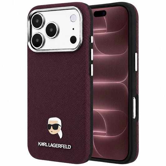MagSafe ovitek za Apple iPhone 18 Pro Max / 17 Pro Max, Karl Lagerfeld, zrnata kovina Karl Head, bordo