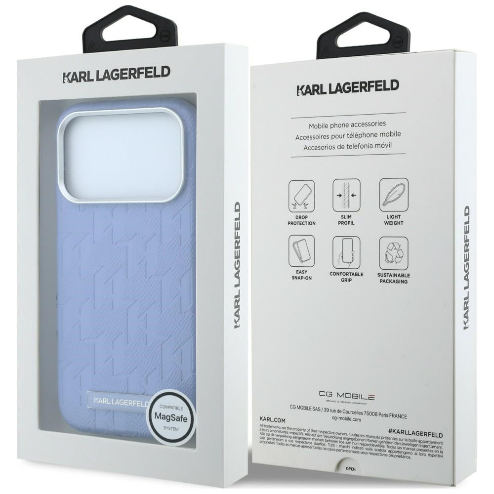 MagSafe ovitek za Apple iPhone 18 Pro Max / 17 Pro Max, Karl Lagerfeld, Grained Mono Resin Logo, Bleu