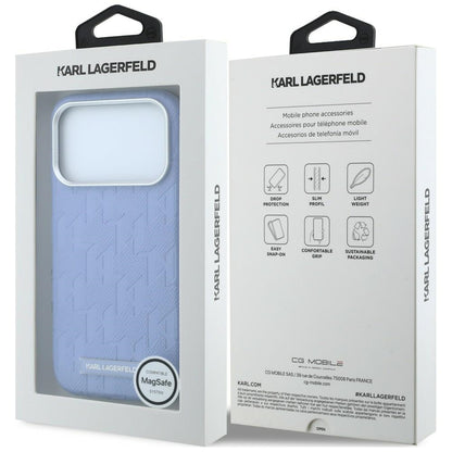 MagSafe ovitek za Apple iPhone 18 Pro Max / 17 Pro Max, Karl Lagerfeld, Grained Mono Resin Logo, Bleu