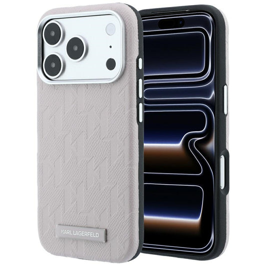 MagSafe ovitek za Apple iPhone 18 Pro Max / 17 Pro Max, Karl Lagerfeld, Grained Mono Resin Logo, roza
