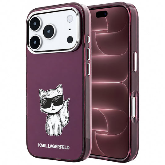 MagSafe ovitek za Apple iPhone 18 Pro Max / 17 Pro Max, Karl Lagerfeld, IML Choupette Body Sketch Print, Vijoličen