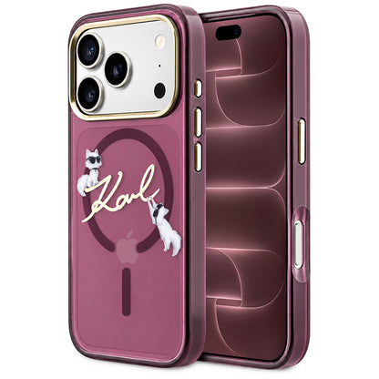 MagSafe ovitek za Apple iPhone 18 Pro Max / 17 Pro Max, Karl Lagerfeld, IML Choupette Karl Script Logo, Vijoličen