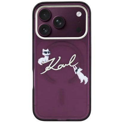 MagSafe ovitek za Apple iPhone 18 Pro Max / 17 Pro Max, Karl Lagerfeld, IML Choupette Karl Script Logo, Vijoličen