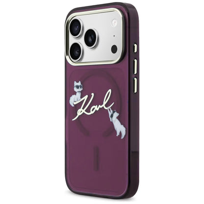 MagSafe ovitek za Apple iPhone 18 Pro Max / 17 Pro Max, Karl Lagerfeld, IML Choupette Karl Script Logo, Vijoličen