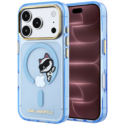 MagSafe Case for Apple iPhone 18 Pro Max / 17 Pro Max, Karl Lagerfeld, IML Peekaboo Print and Metal Frame, Blue