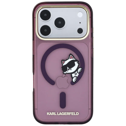 MagSafe Case for Apple iPhone 18 Pro Max / 17 Pro Max, Karl Lagerfeld, IML Peekaboo Print and Metal Frame, Burgundy